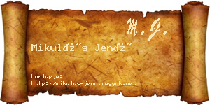 Mikulás Jenő névjegykártya